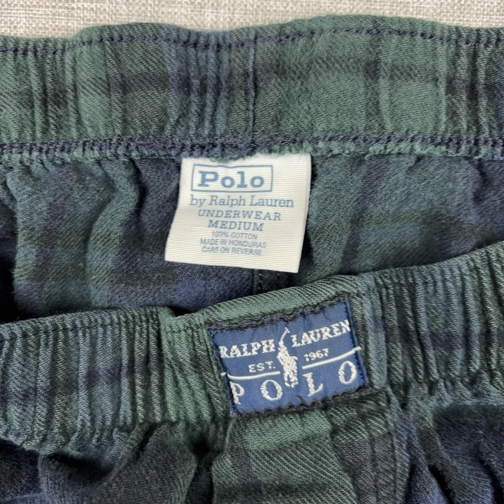 Polo Ralph Lauren Pants Mens Medium Green Plaid Cotton Long Johns Underwear